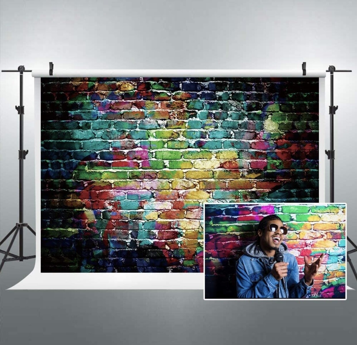 Riyidecor Colorful Brick Wall Backdrop 7Wx5H Feet