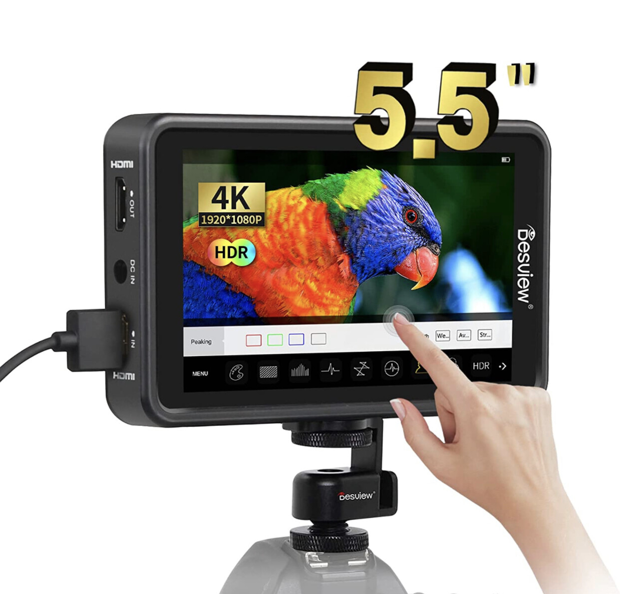 Desview R5 5.5 inch Camera Field Monitor, Touch Screen Camera Monitor 1920x1080 IPS