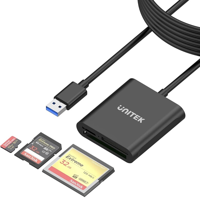 Unitek USB Card Reader 3-Slot USB 3.0 Compact Flash Card Reader, Read 3 Cards Simultaneously