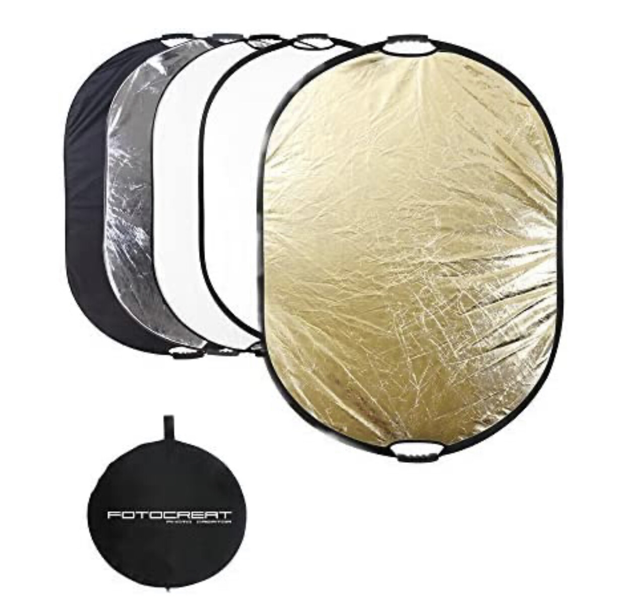 FOTOCREAT Portable 5-in-1 Oval 150X200cm Reflector Translucent Professional Collapsible Multi-Disc Light Reflector