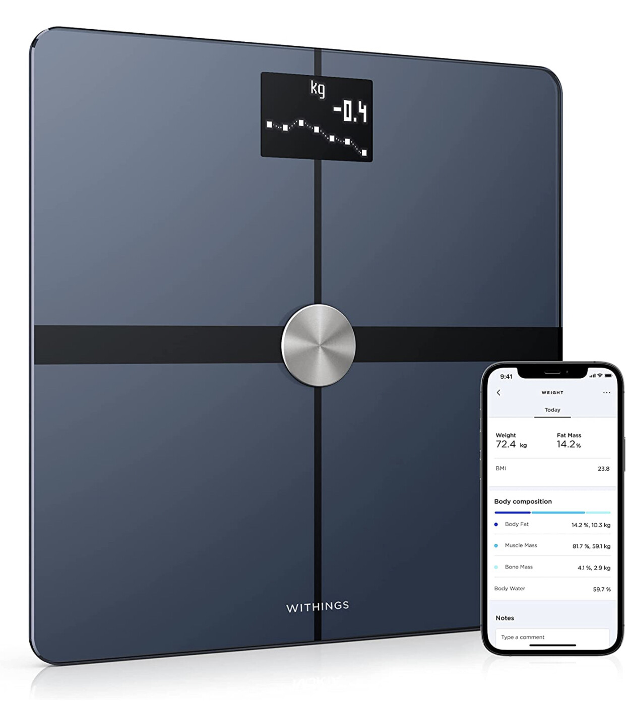 Withings Body+ Wi-Fi Smart Scale for Body Weight with Automatic Smartphone App Sync, Full Body Composition