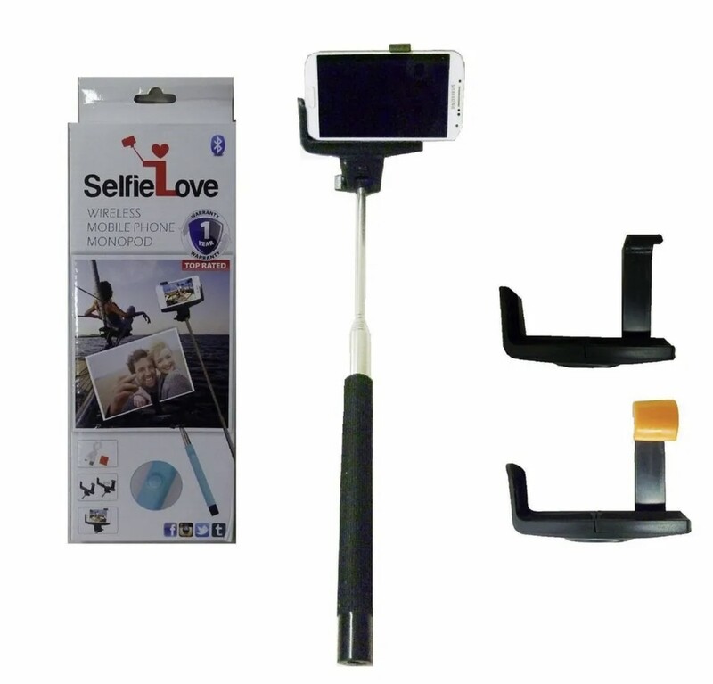 SelfieLove Wireless Monopod Bluetooth Selfie Stick iPhone Android, color celeste