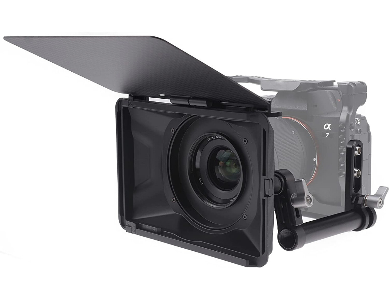 Foto4easy Mini Matte Box,Lightweight Matte Box 15mm Rod Support with Top Flag