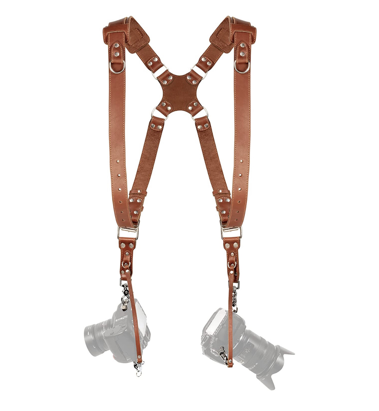 C Coiro Dual Harness Two Cameras Shoulder Leather Strap Multi Gear