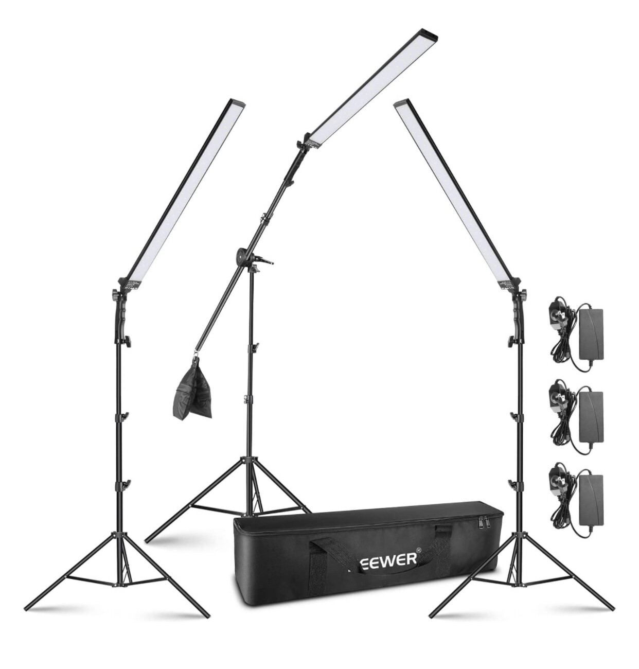 Neewer LED Video Light Stick Kit, 3-Pack Dimmable 5500K Handheld LED Video Lighting with Light Stands