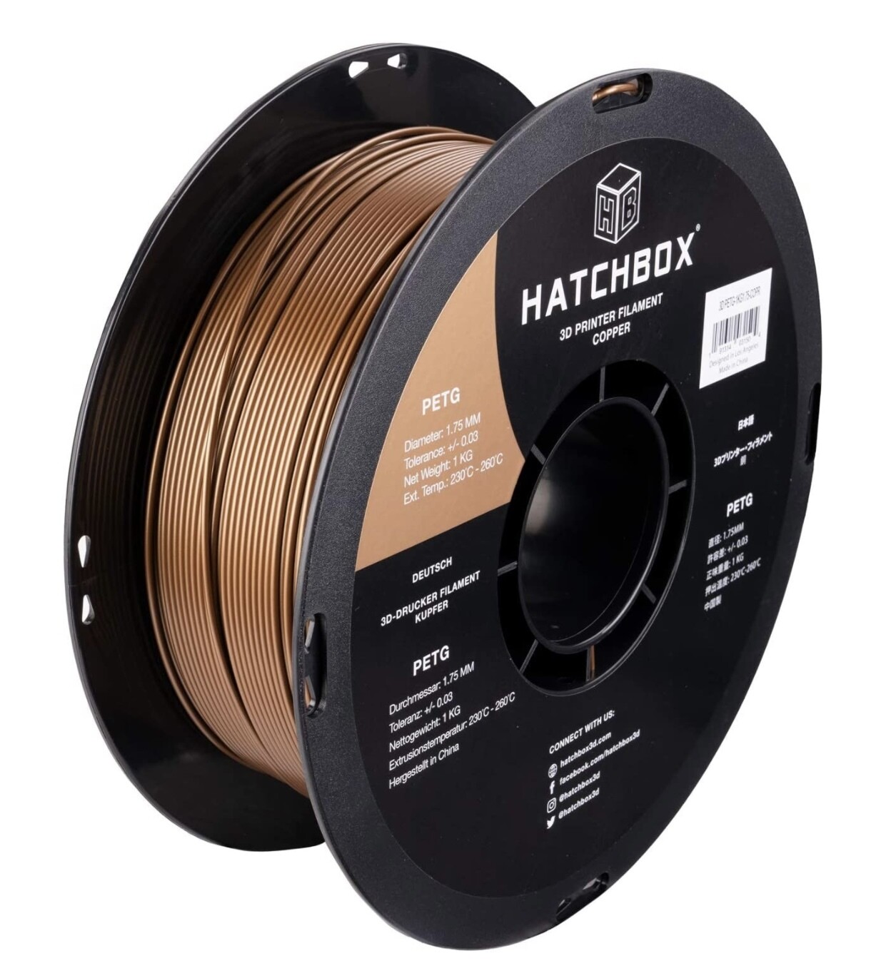 HATCHBOX PETG 3D Filamento para impresora 3D Dimensional Accuracy +/- 0.03 mm, 1 kg Spool, 1.75 mm
