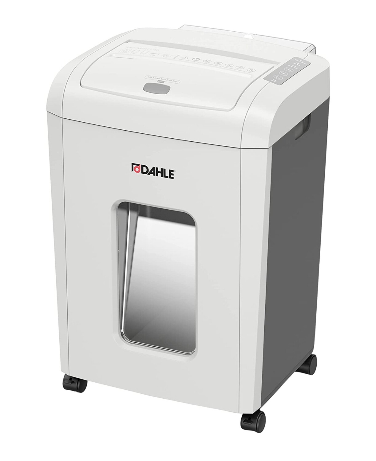 Dahle ShredMATIC SM 150 - Trituradora de papel de alimentación automática, 150 hojas, sin aceite, protección contra atascos, nivel de seguridad P-4, 1-3 usuarios