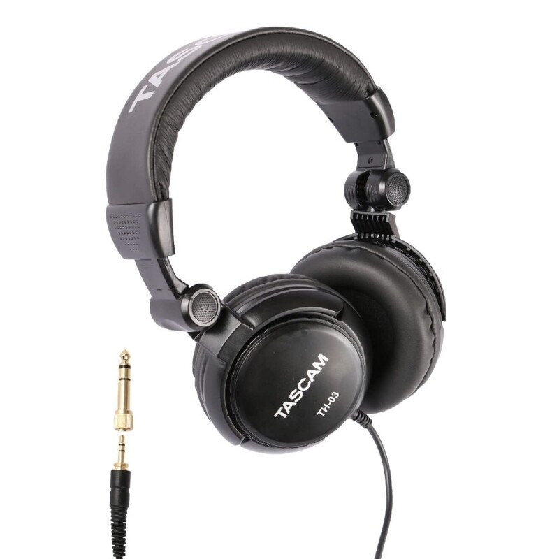 Tascam TH-03 Studio Headphones – Closed Back, Padded, Adjustable Pro Audio Headset