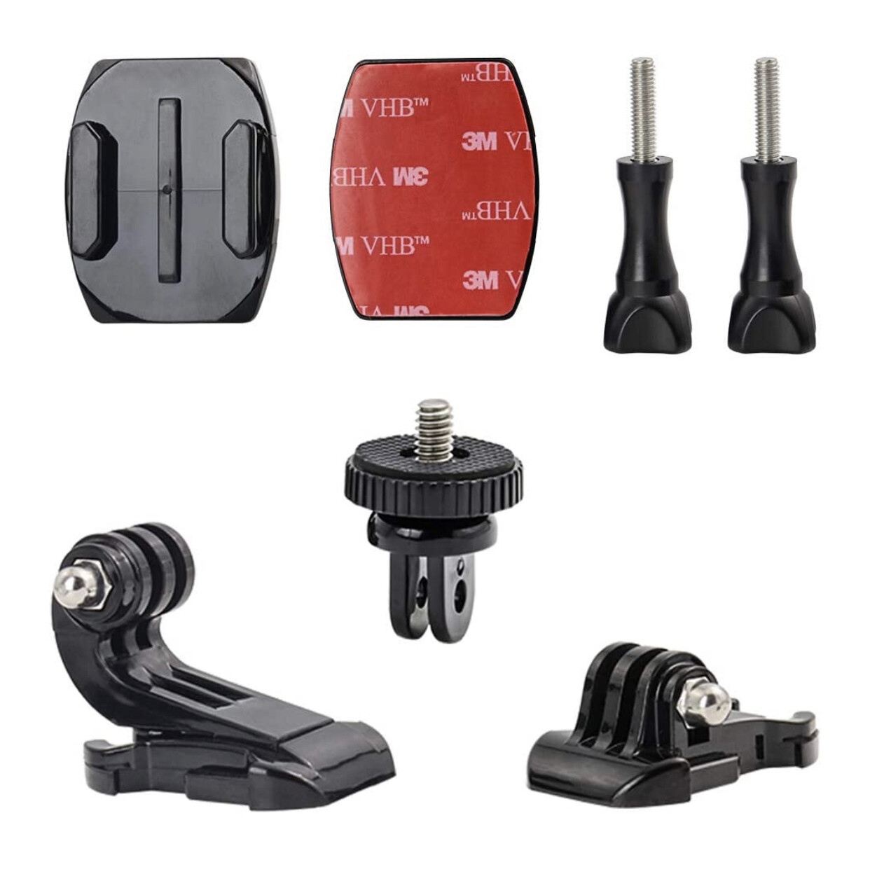 Woleyi Action Camera Accessories, Adhesived Curved &amp; Flat Mounts with Buckle