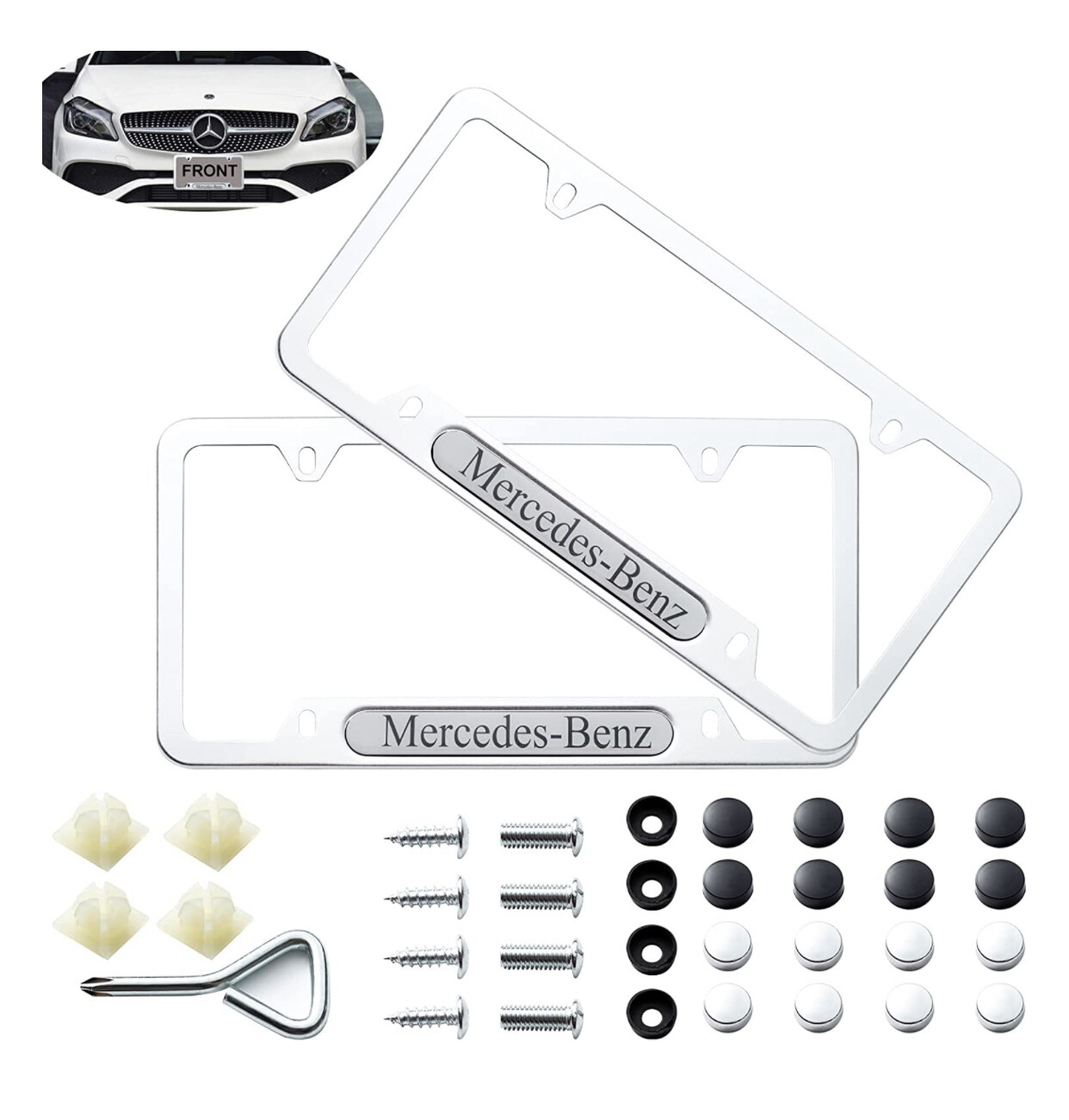 Marco para placa Mercedes Benz de aleación de aluminio plateado