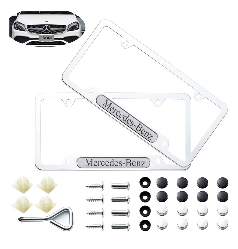 Marco para placa Mercedes Benz de aleación de aluminio plateado
