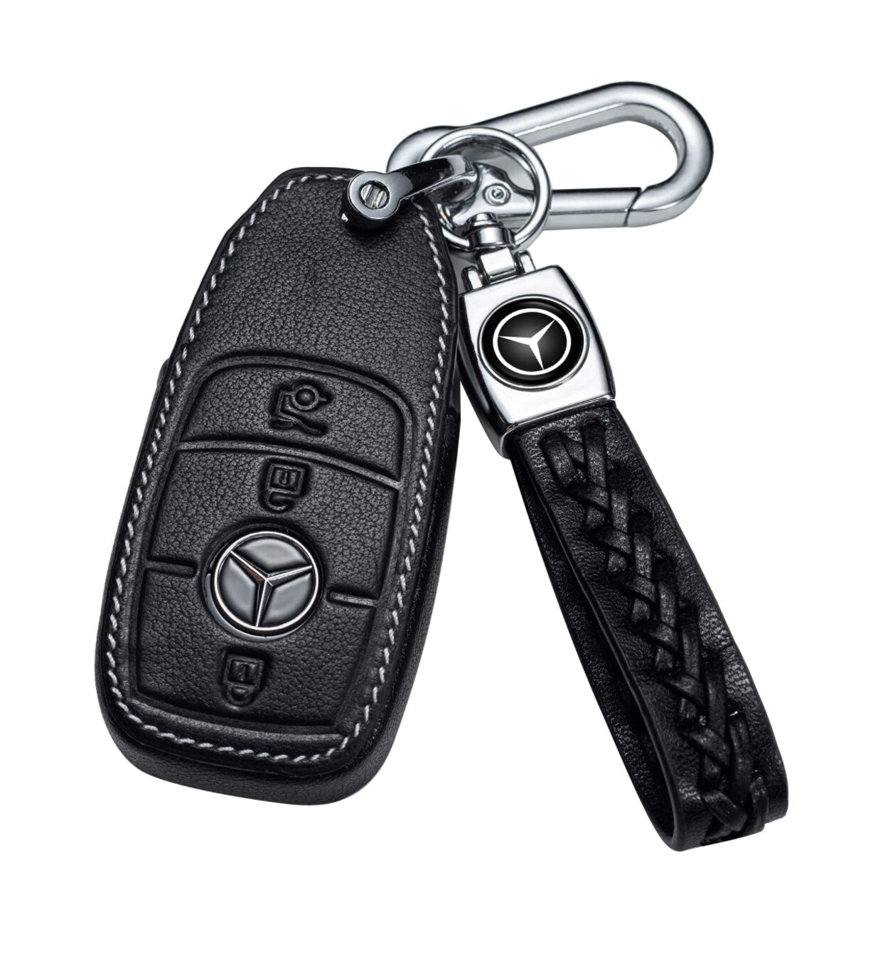 Funda de cuero con llavero para llave Mercedes Benz