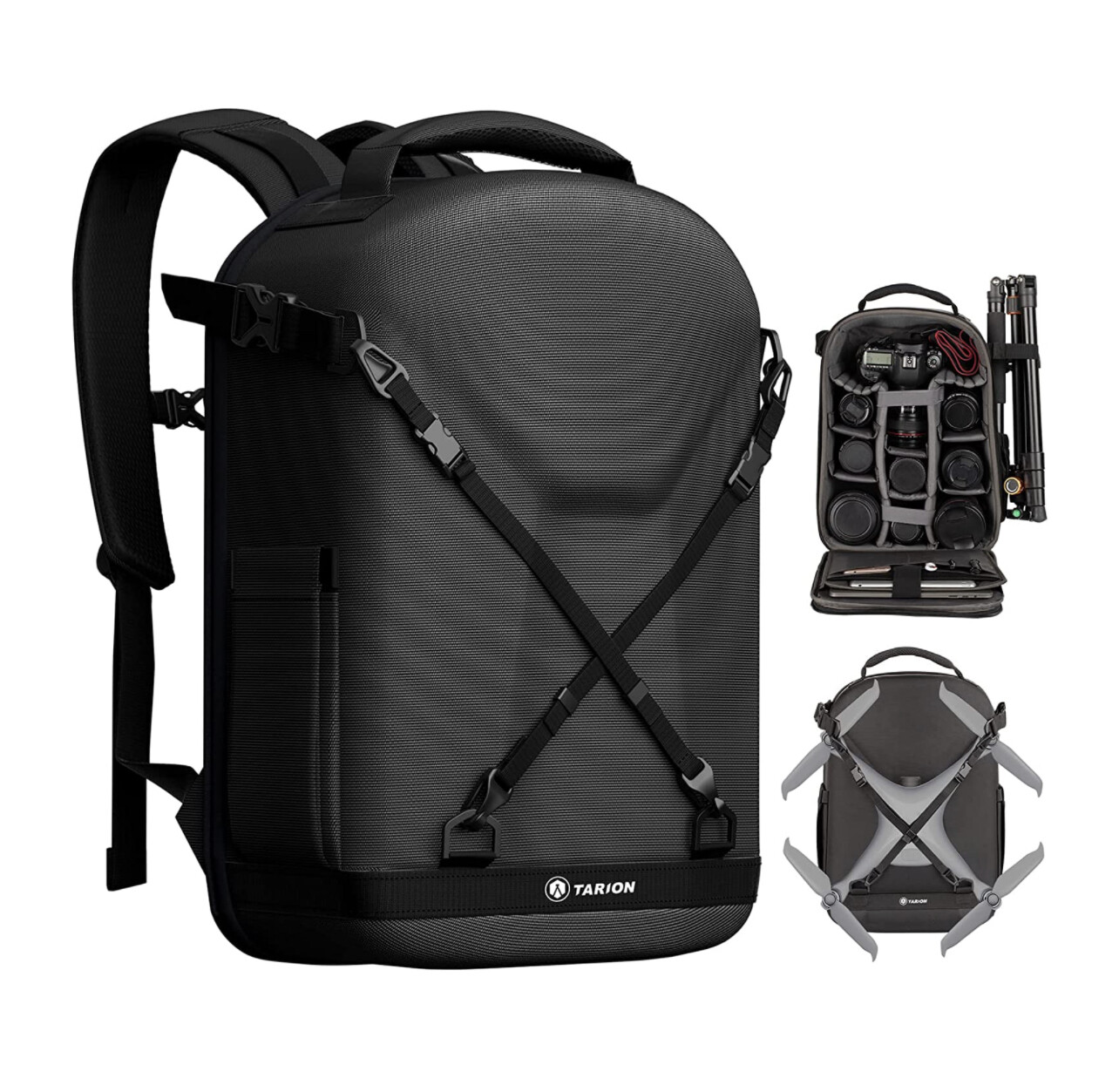 TARION Camera Backpack Hardshell DSLR Camera Bag 3-side Hard Case Photography Backpack with Waterproof Raincover