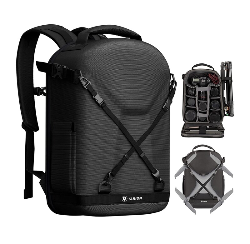 TARION Camera Backpack Hardshell DSLR Camera Bag 3-side Hard Case Photography Backpack with Waterproof Raincover
