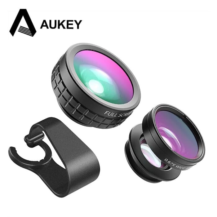 AUKEY 180 Degree Phone Fisheye Lens + Wide Angle + Macro Lens 3 in 1 kit