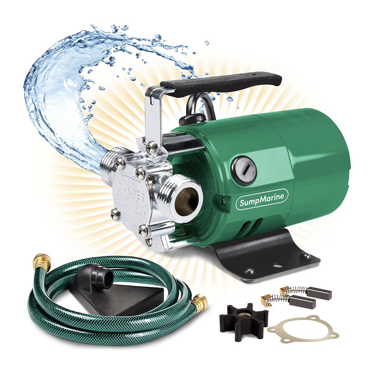 Bomba de trasiego de agua SumpMarine, 115V 330 galones por hora - Bomba eléctrica portátil con kit de manguera de agua de 6’