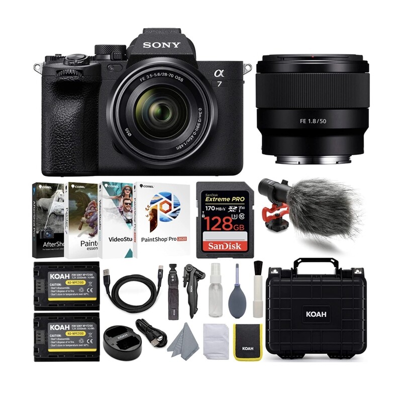 Camara Sony Alpha 7 IV con objetivo 28-70 mm y FE 50 mm f/1,8 Kit completo, Nueva