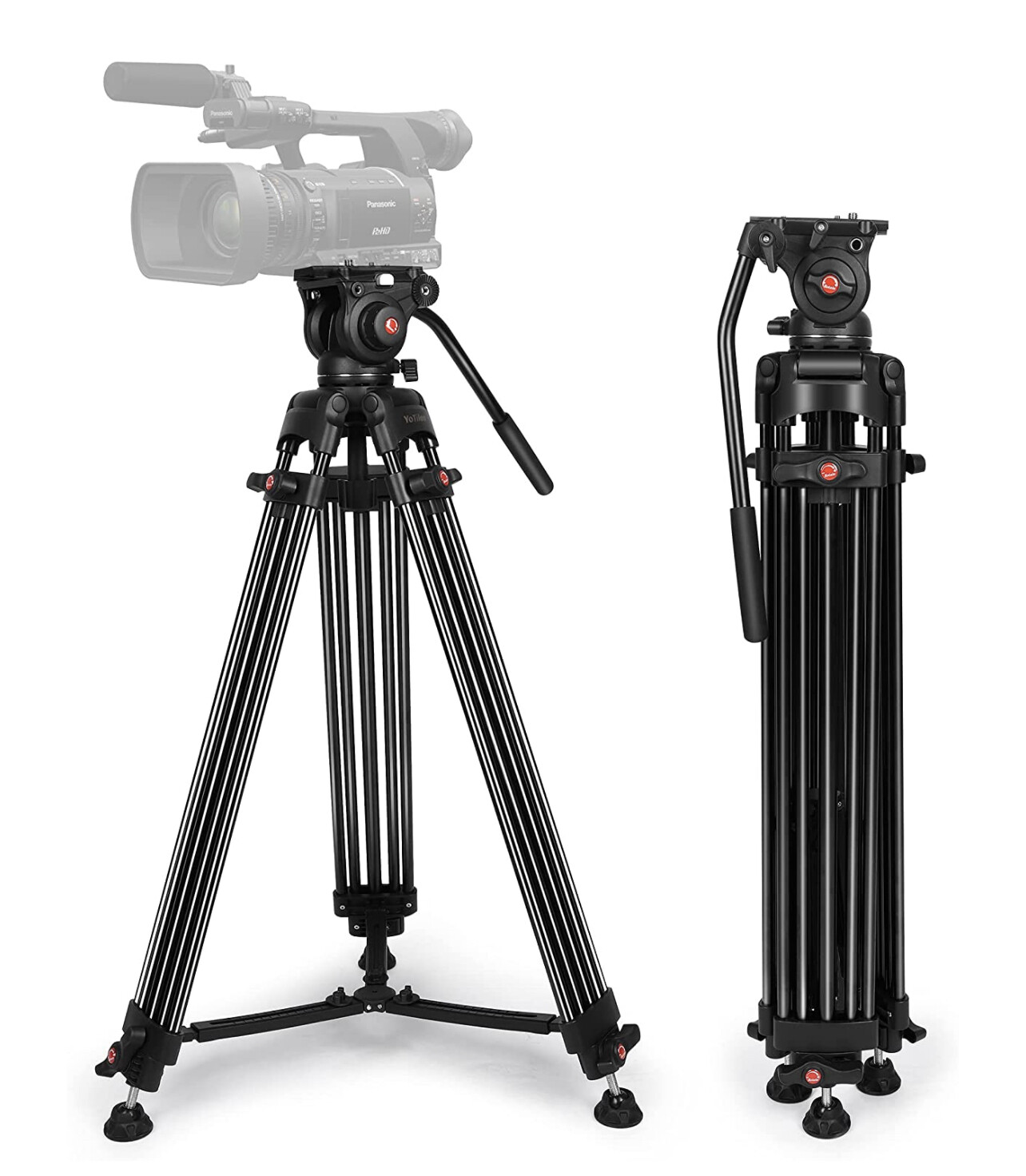 YoTilon Heavy Duty Tripod,70.8 Inch Professional Video Tripod with Fluid Head and Max Loading 17.6 LB