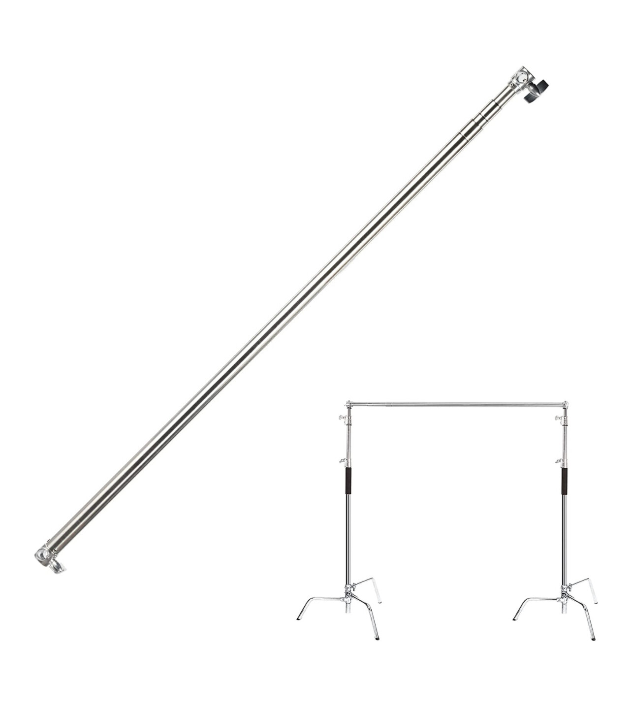 Pro Stainless Steel Telescopic Backdrop Crossbar Max Length 10 ft/3m Adjustable Background Support Cross Arm