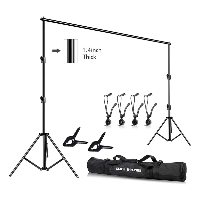 SLOW DOLPHIN Photo Video Studio 12ft (W) x 10ft (H) Heavy Duty Adjustable Photography Backdrop Stand