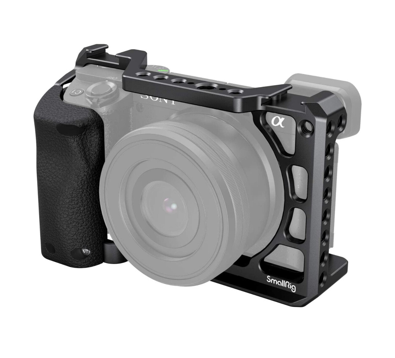 SmallRig Cage with Silicone Handgrip &amp; Cold Shoe for Sony a6100, a6300, a6400