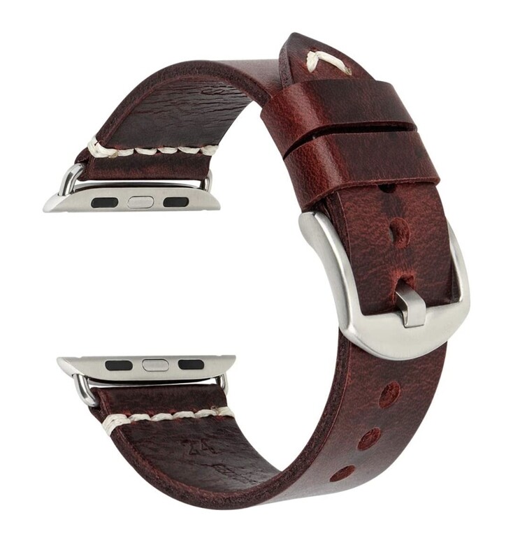 Correa de cuero rojo para Apple Watch Ultra 49mm y Apple Watch 45mm/44mm/42mm