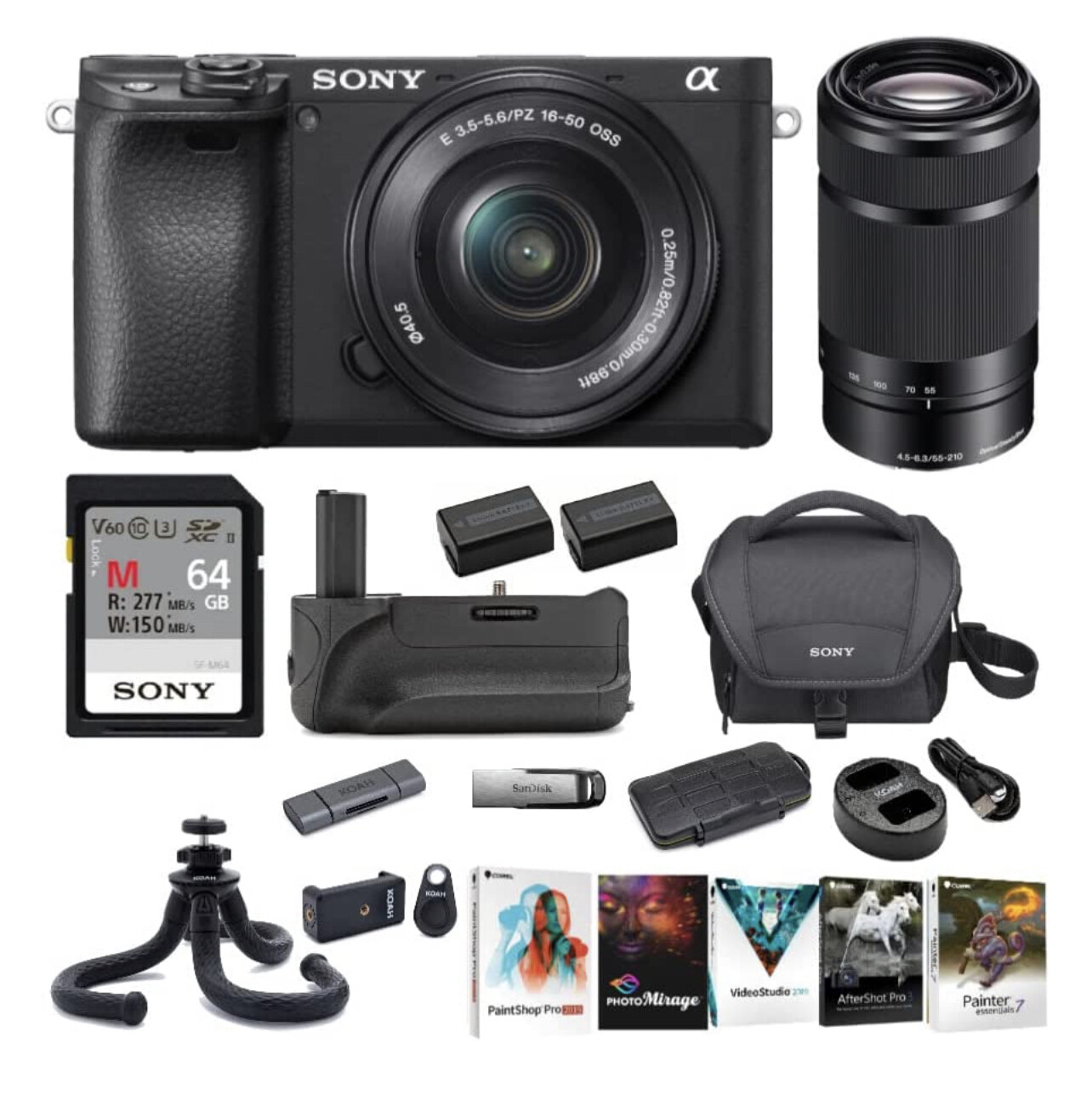 Sony a6400 Mirrorless Digital Camera with 1650mm and 55210mm Lenses
