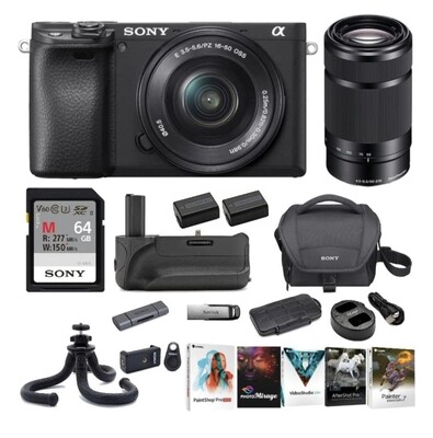 Sony a6400 Mirrorless Digital Camera with 16-50mm and 55-210mm Lenses Ultimate Kit completo, Nueva