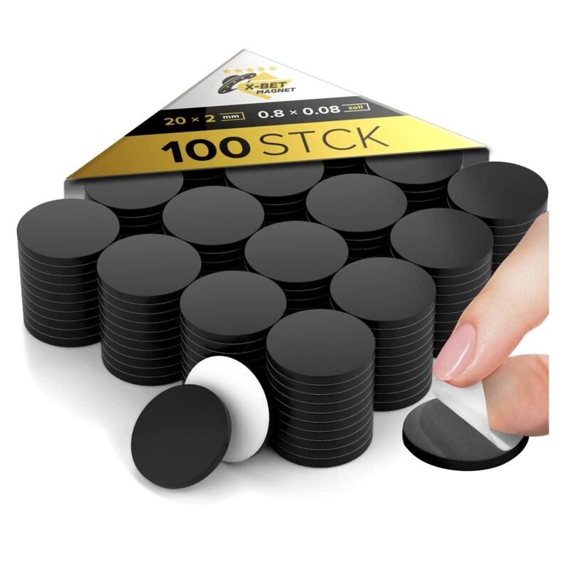 Imanes adhesivos - 100 unidades Imanes redondos flexibles con soporte adhesivo