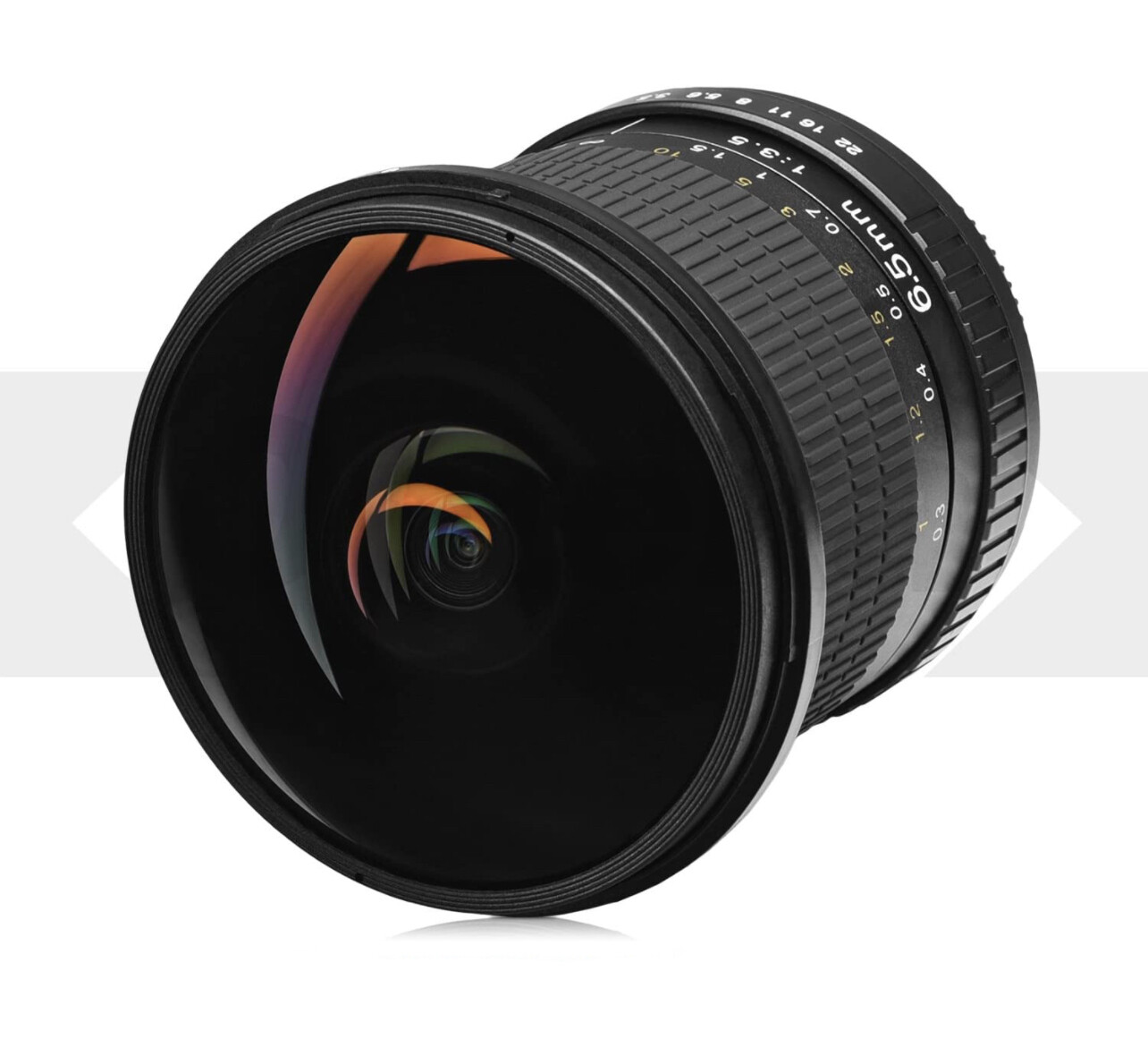 Opteka 6.5mm f/3.5 Professional Ultra Wide Angle Aspherical Fisheye Lens for Canon EF-Mount con tapas, usado en buen estado