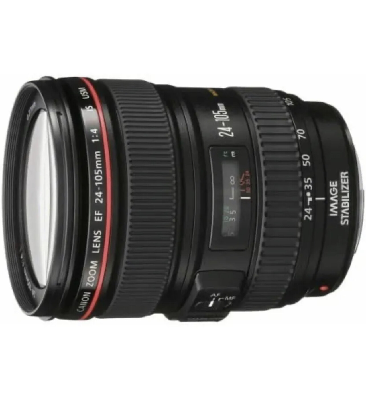 Canon EF 24-105mm F/4L IS USM Standard Zoom Lens con tapas y parasol, Usado