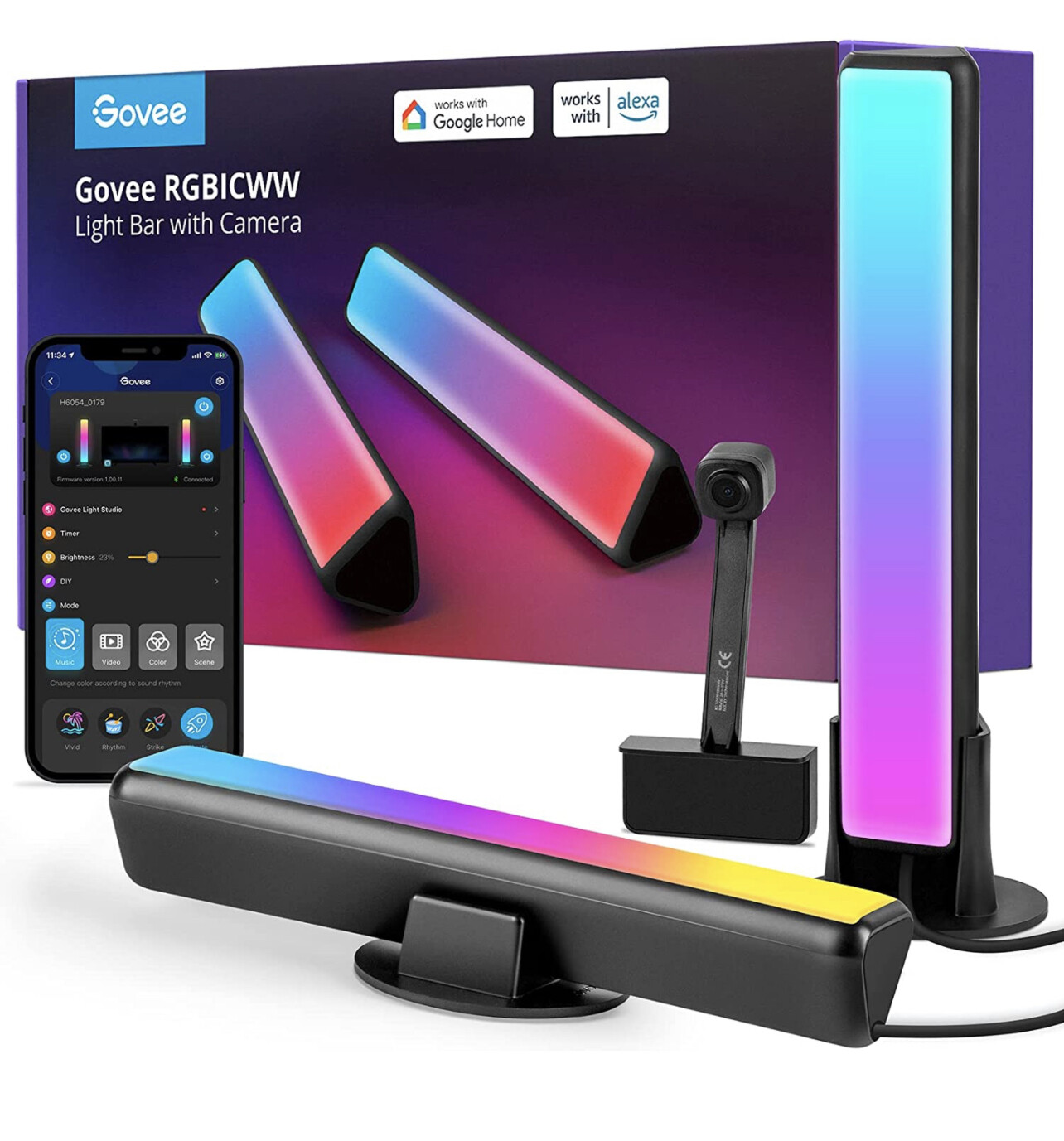 Govee LED Smart Light Bars with Camera, RGBIC Smart Backlights, Music Sync Kit