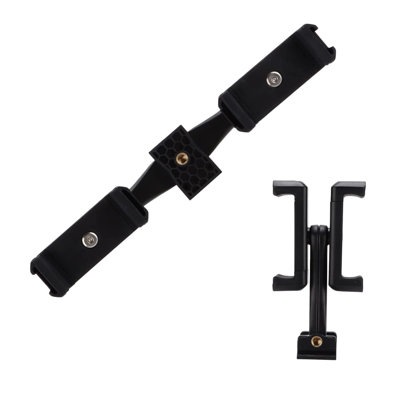 Dual Portable Cell Phone Clamp Adapter for Dual Phone Positions