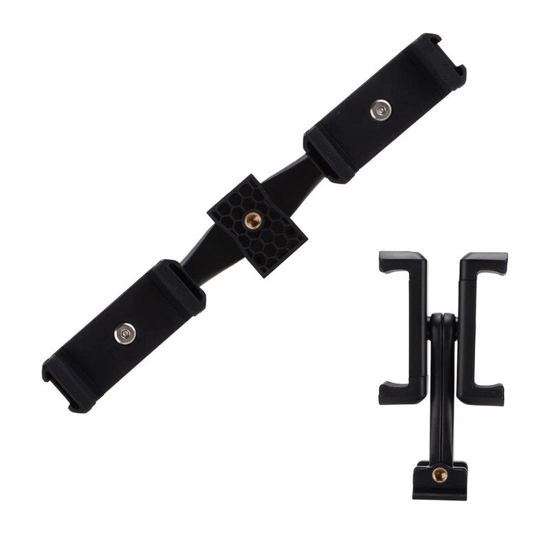 Dual Portable Cell Phone Clamp Adapter for Dual Phone Positions