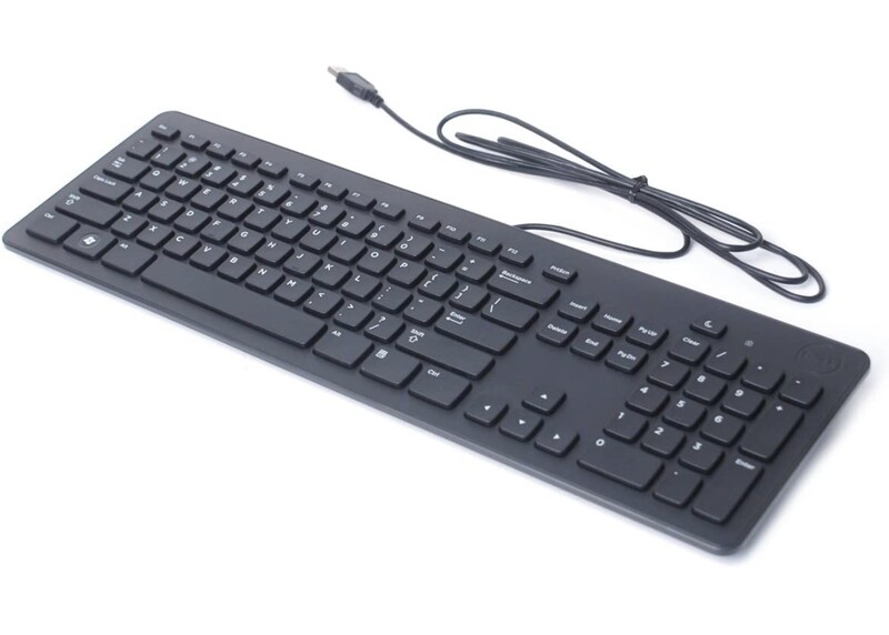 Dell Teclado de ordenador USB para sistemas de sobremesa y portátiles 104 teclas, diseño QWERTY, Plug-in-Play