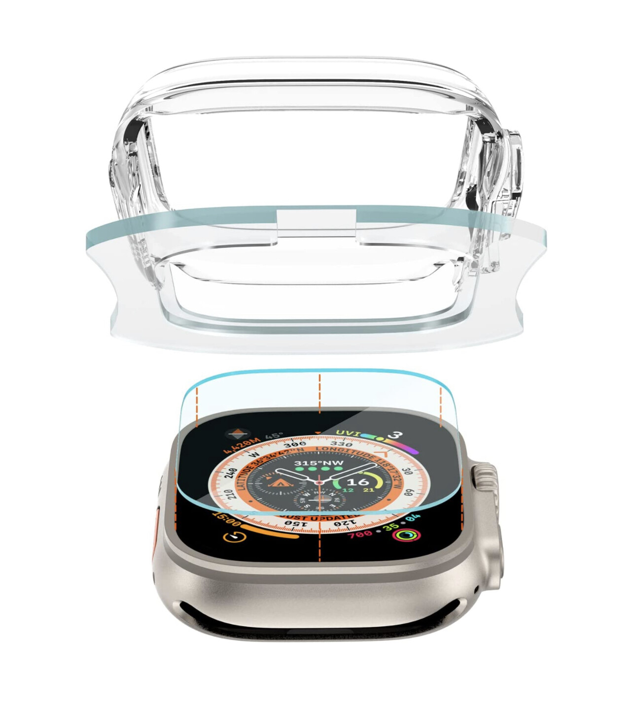 Protector de pantalla y funda para Apple Watch Ultra 49mm con herramientas de alineación