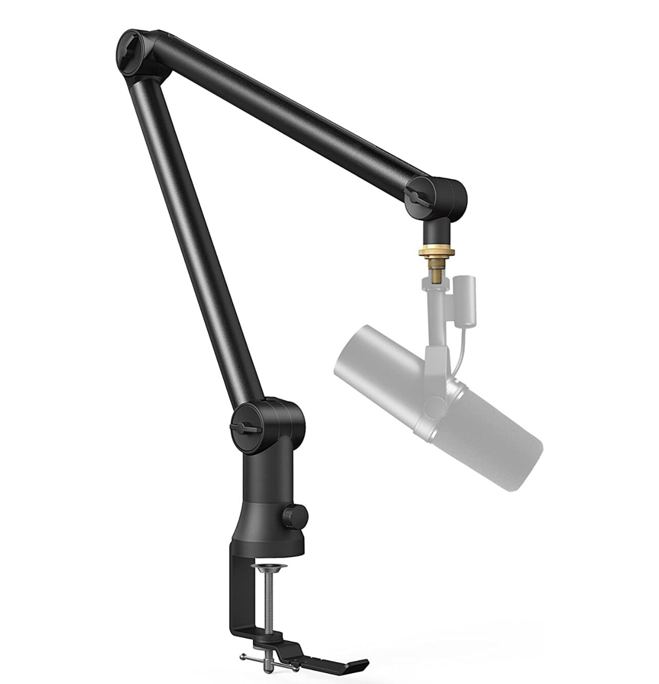 Universal Pro-Heavy Duty Metal Mic Boom Arm Stand with 3/8&quot; to 5/8&quot; Adapter,Hidden Cable Trough,Headset Hook