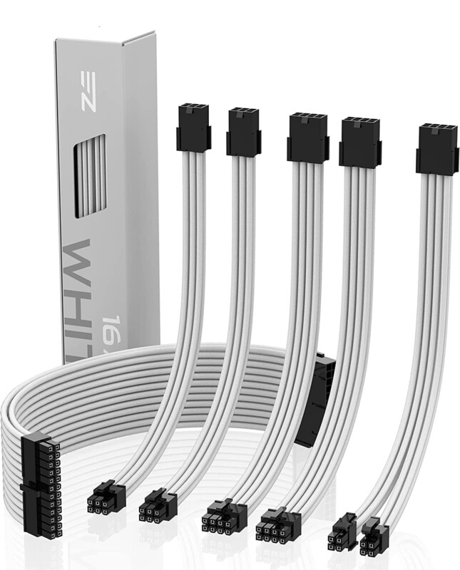 EZDIY-FAB PSU Cable Extension kit Sleeved Cable Custom Power Supply Sleeved Extension 16 AWG 24-PIN 8-PIN 6-PIN 4+4-PIN with Combs