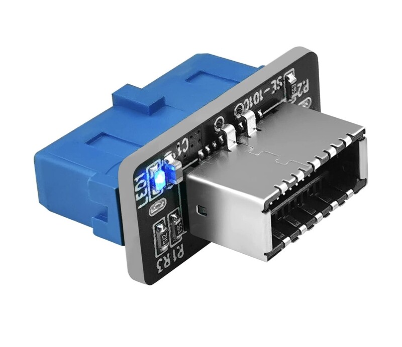 Oassuose Mainboard USB 3.0 19PIN(3.1 Gen 2) to Type-C 3.1 Front Panel Adapter,Type-E Header to USB 3.0 19-Pin Expansion Card for USB Type C Motherboard Cable