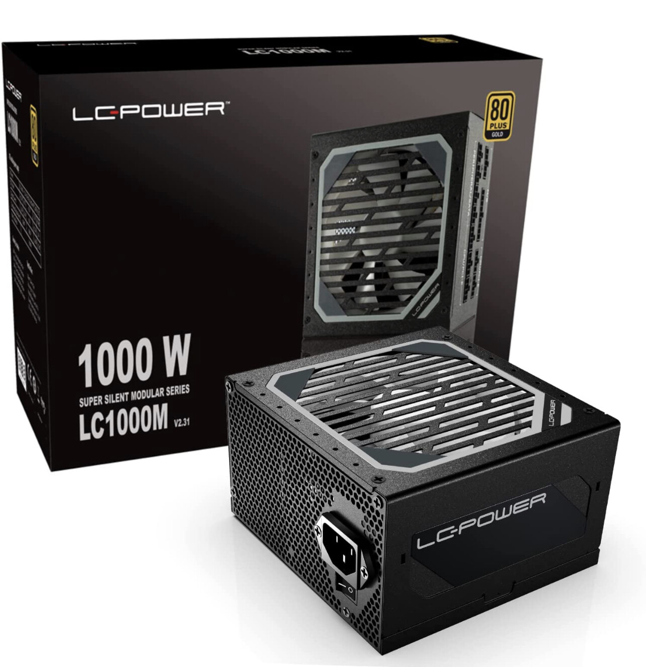 LC-Power 1000W Power Suply Super Silent Modular Serie 80+ Gold PSU Full Modular 1000 Watt, Active PFC ATX, 120mm Fan LC1000M