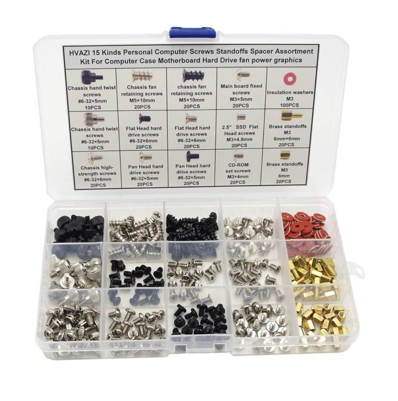 HVAZI 15 tipos de tornillos de ordenador personal separadores espaciador Surtido Kit