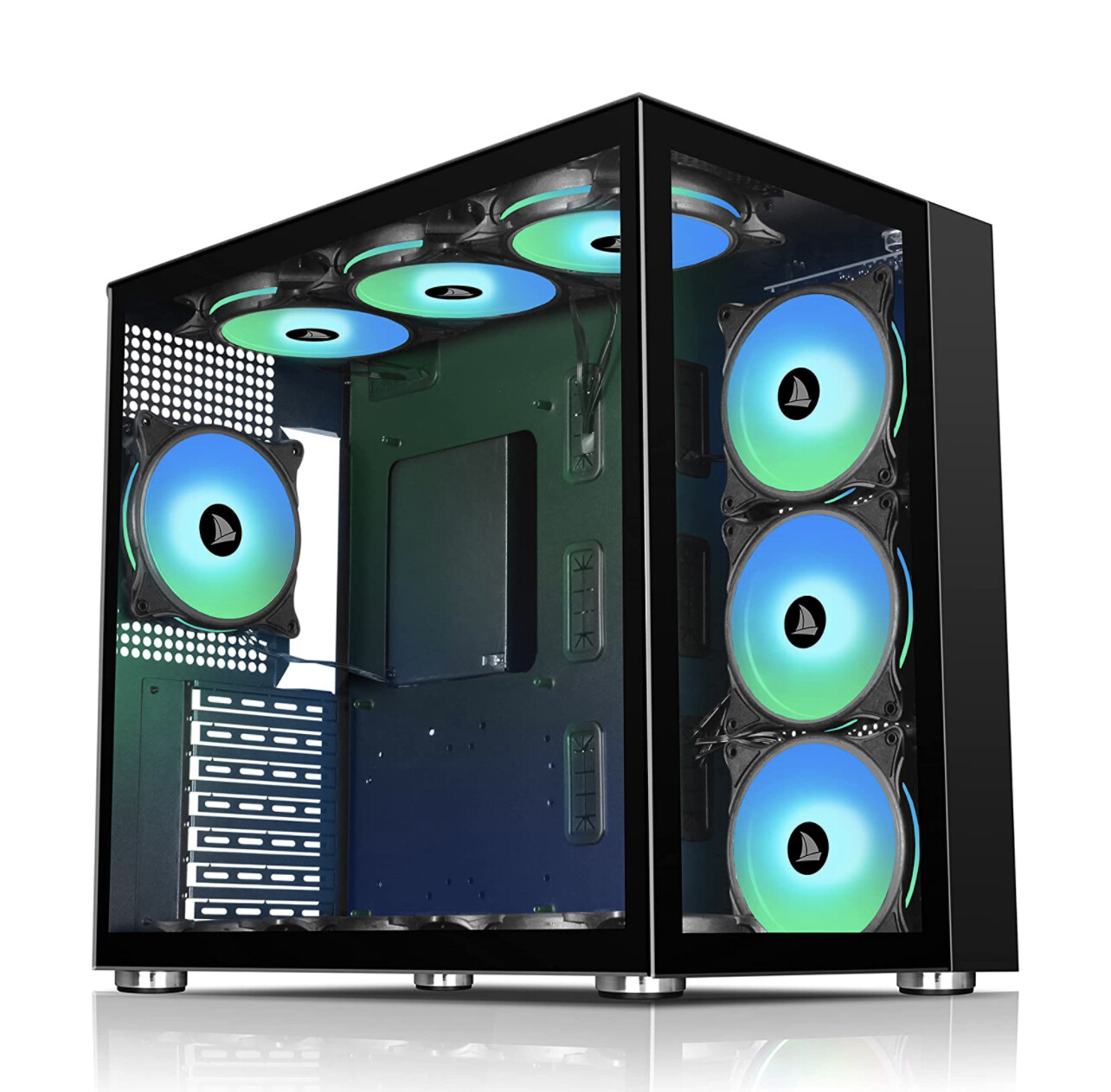 AMANSON PC CASE ATX Mid Tower Case Tempered Glass Gaming Computer Case Without ARGB Fan