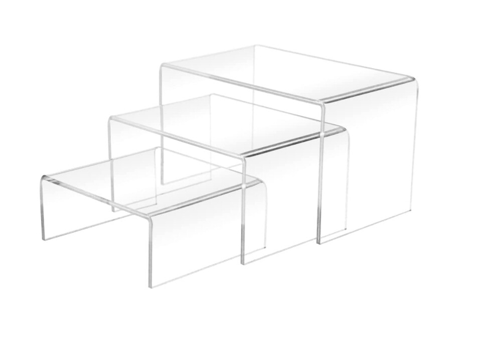 Tres Soportes acrílicos (3&quot;,4&quot;,5&quot;) transparente para productos