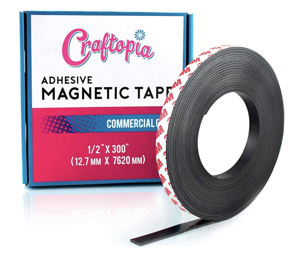Rollo recortable de cinta magnética autoadhesiva Craftopia, 0,5 pulgadas x 300 pulgadas, cinta magnética adhesiva