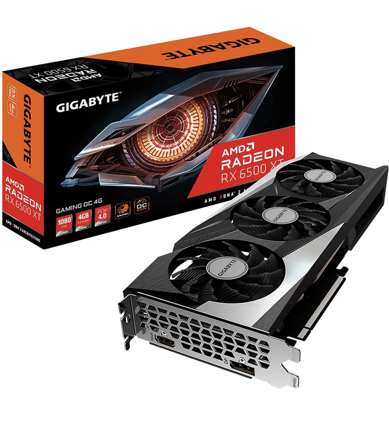 Tarjeta gráfica Gigabyte Radeon RX 6500 XT Gaming OC 4G, sistema de refrigeración WINDFORCE 3X, 4GB 64-bit GDDR6