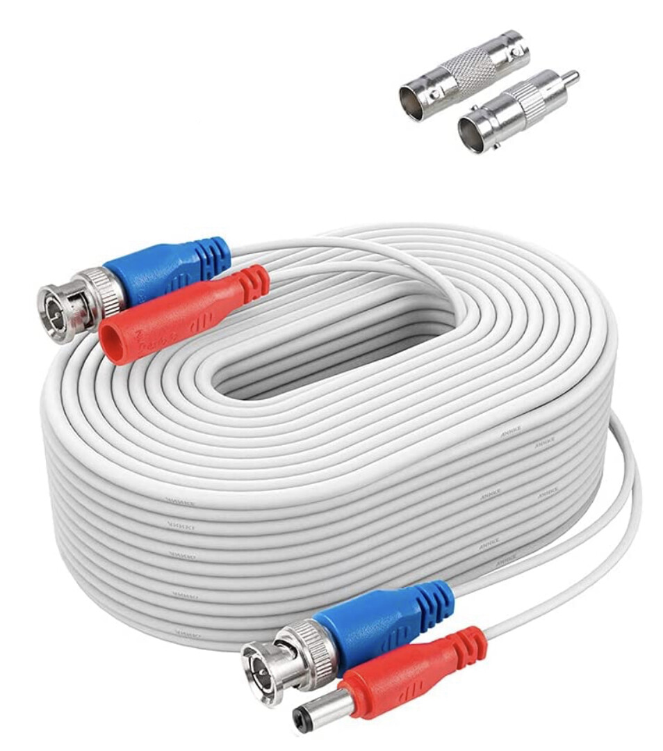 ANNKE Cable de cámara de seguridad (4) Cables de alimentación de video BNC todo en uno de 30M / 100ft, cable de extensión BNC para cámara CCTV