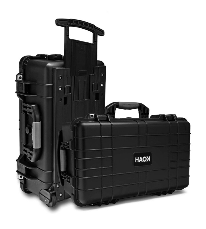 Koah Weatherproof Wheeled Plastic Hard Case with Customizable Foam, Retractable Handle, and Trolley Wheels (22.0&quot; x 14.0&quot; x 9&quot;)