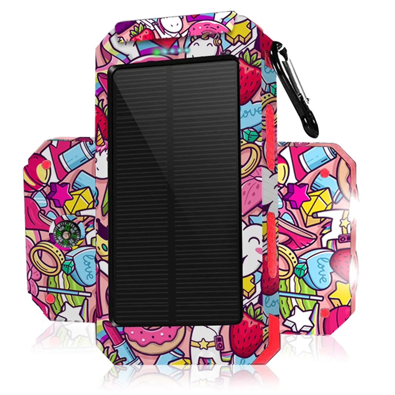 Solar Charger 30,000mAh, Dualpow Phone Charger Power Bank with Flashlight