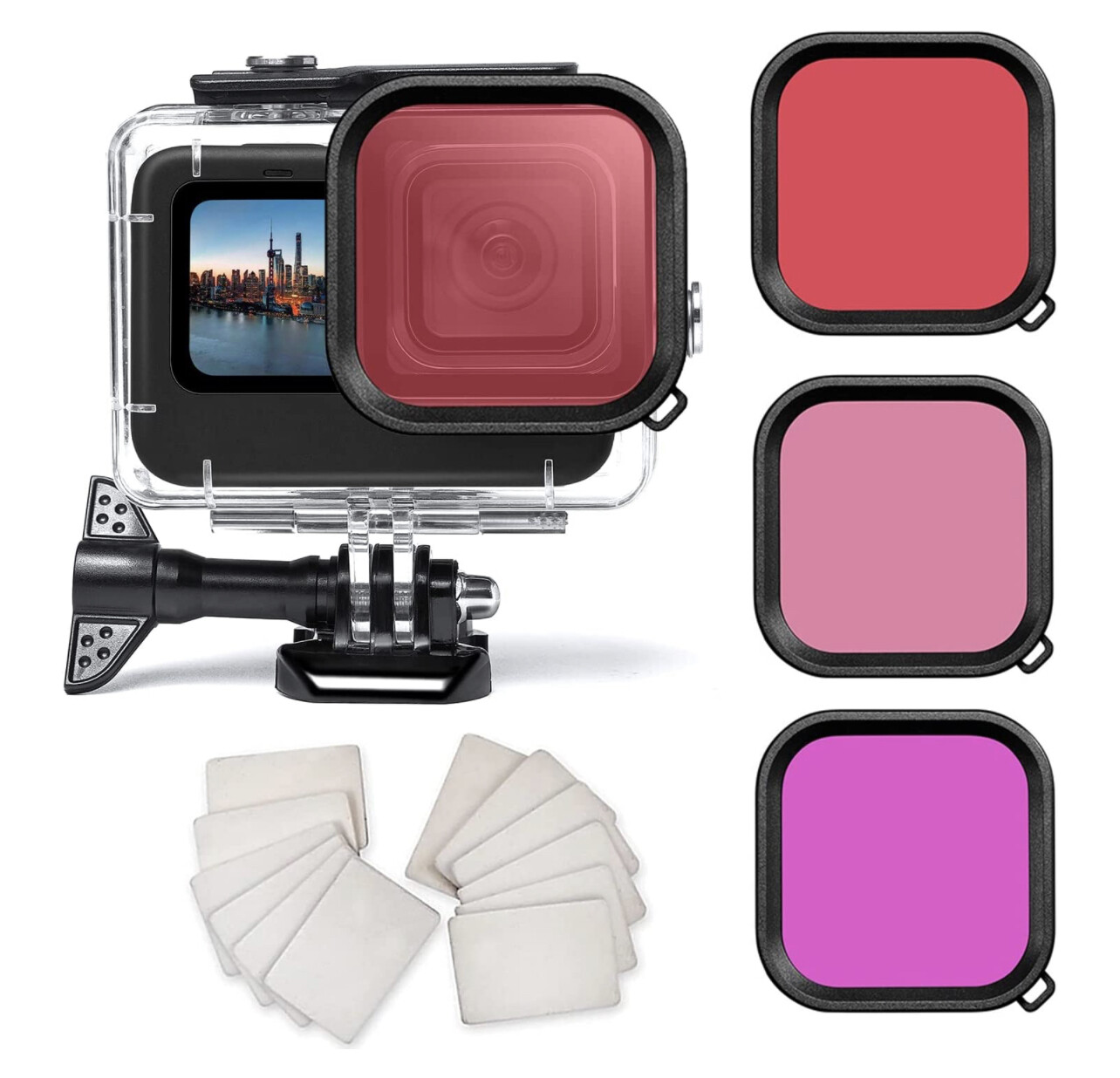 OKFUN Funda impermeable para Go Pro Hero 11 Black/Hero 10 Black/Hero 9 Black, funda protectora para buceo submarino de 60 m con 3 filtros