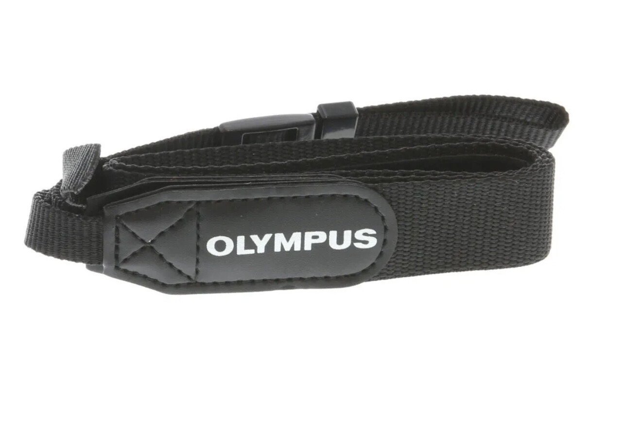 Olympus 1&quot; Wide Web Strap, Black, Leather Tabs Printed Silver EX